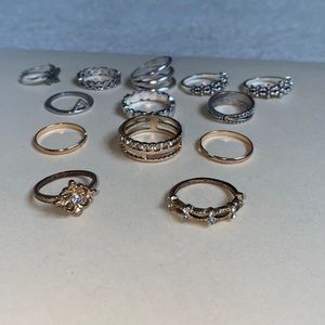 13 pc sliver and gold rings
